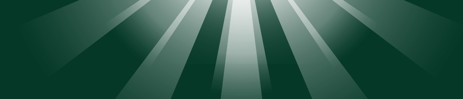 Grüner Hintergrund mit strahlenförmigen Lichtbalken von oben nach unten.